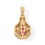 D'Joy AA Afrikanischer Rubin (Fissure gefüllt), Moissanit Anhänger 925 Silber 750 Gelbgold vermeil ca. 2,25 ct.
