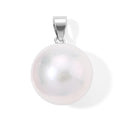 D'Joy Weiße Edison Perle (14-15 mm) Anhänger 925 Silber Rhodiniert