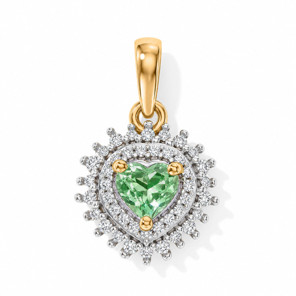 D'Joy AA Tsavorite Granat, Moissanit Anhänger 925 Silber 750 Gelbgold vermeil ca. 0,65 ct.