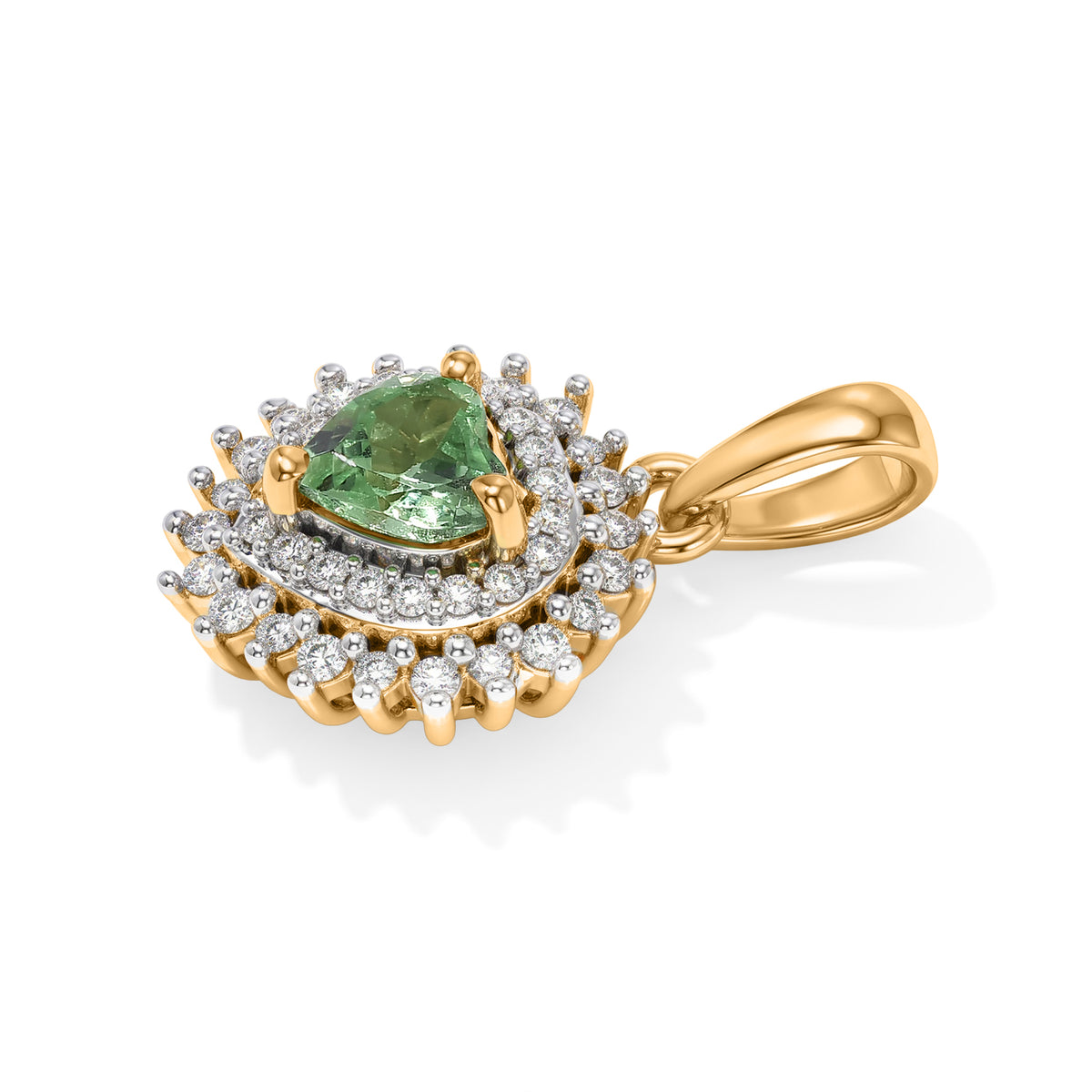 D'Joy AA Tsavorite Granat, Moissanit Anhänger 925 Silber 750 Gelbgold vermeil ca. 0,65 ct.