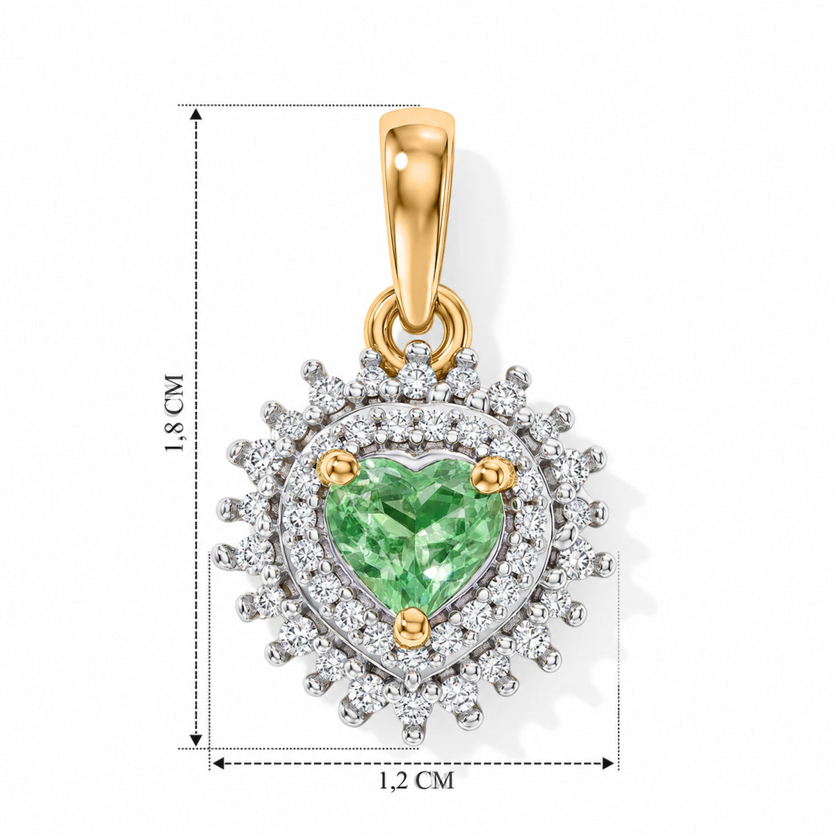 D'Joy AA Tsavorite Granat, Moissanit Anhänger 925 Silber 750 Gelbgold vermeil ca. 0,65 ct.