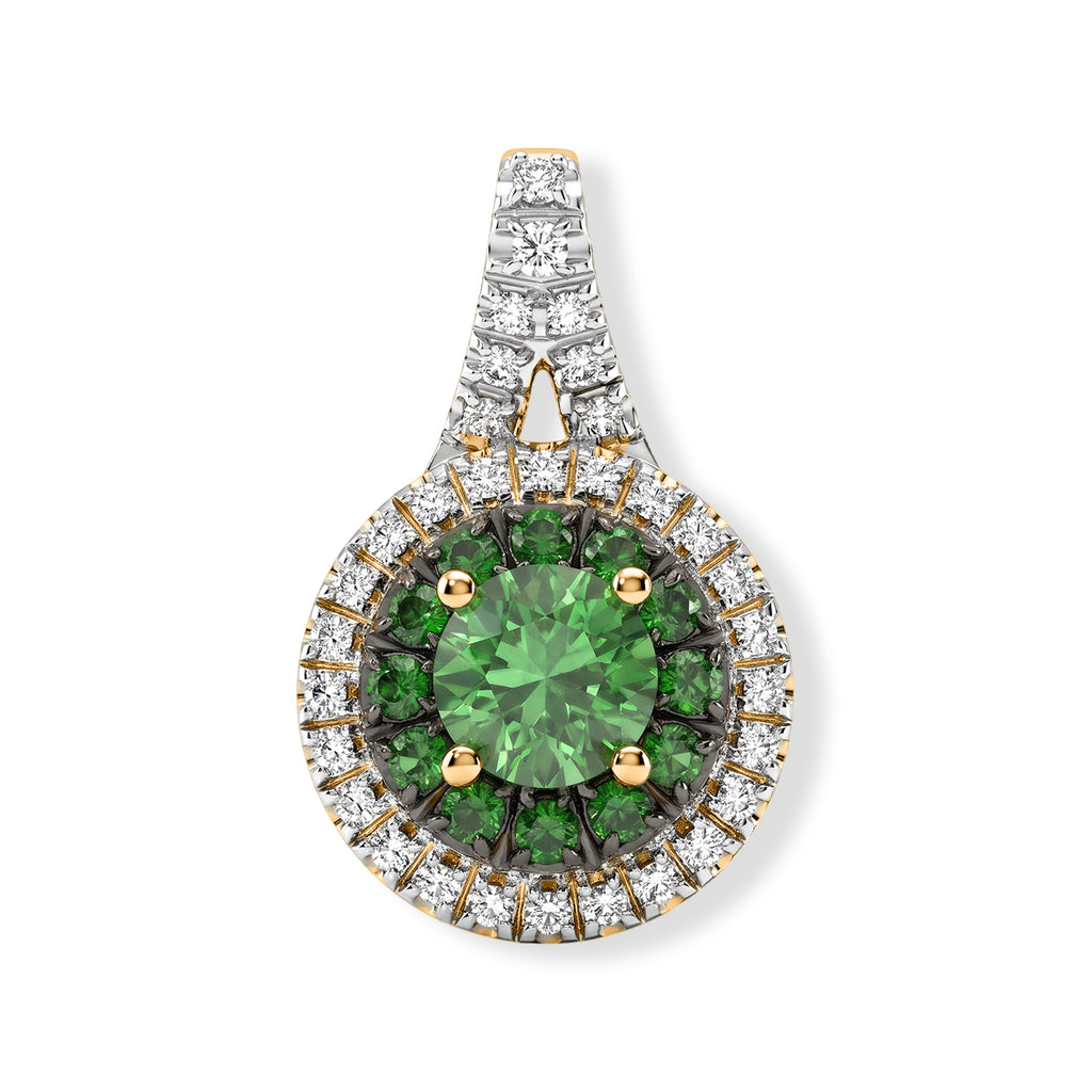 D'Joy AA Tsavorite Granat Anhänger 925 Silber 750 Gelbgold vermeil ca. 1,03 ct.