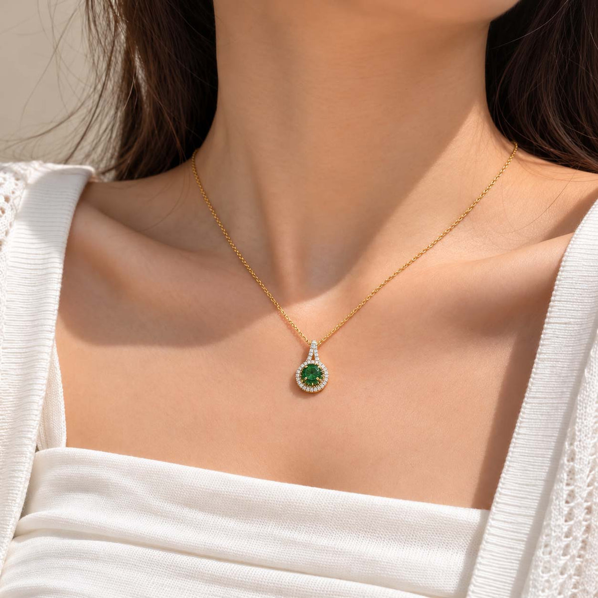 D'Joy AA Tsavorite Granat Anhänger 925 Silber 750 Gelbgold vermeil ca. 1,03 ct.