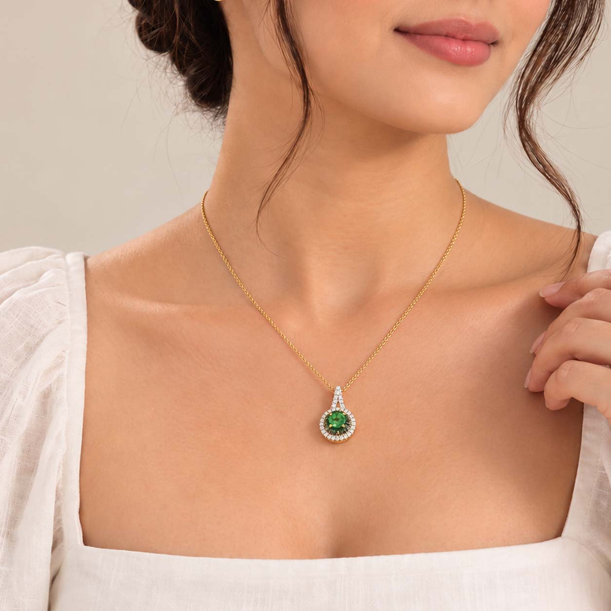 D'Joy AA Tsavorite Granat Anhänger 925 Silber 750 Gelbgold vermeil ca. 1,03 ct.