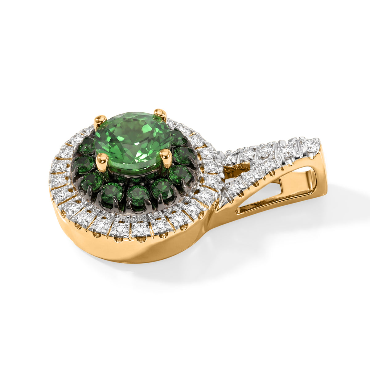 D'Joy AA Tsavorite Granat Anhänger 925 Silber 750 Gelbgold vermeil ca. 1,03 ct.