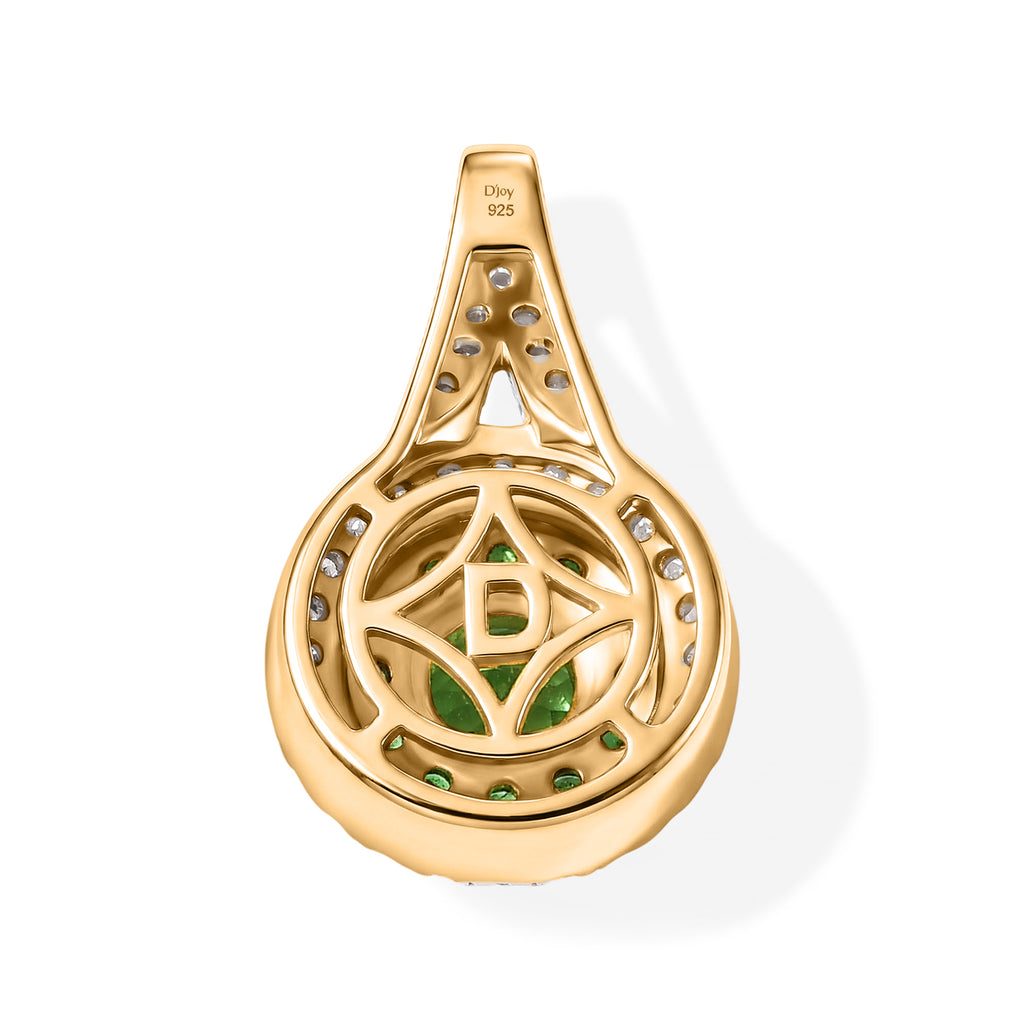 D'Joy AA Tsavorite Granat Anhänger 925 Silber 750 Gelbgold vermeil ca. 1,03 ct.