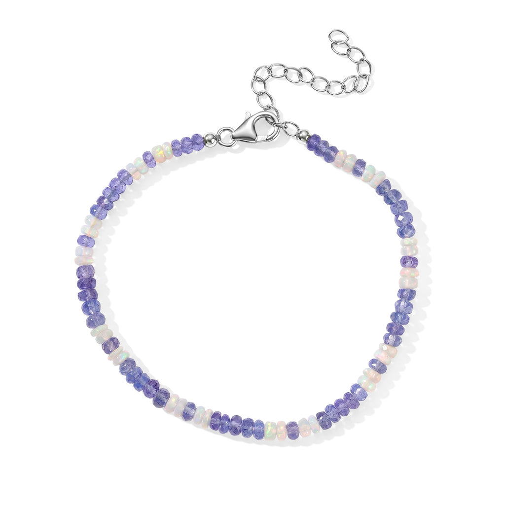 D'Joy Tansanit, Natürlicher, äthiopischer Welo Opal Armband ca. 19 cm 925 Silber Rhodiniert ca. 20,50 ct.
