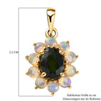Natürlicher Chromdiopsid und äthiopischer Opal-Anhänger, 925 Silber vergoldet ca. 2,00 ct