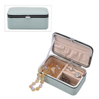 PU-Schmuck-Organizer mit Legierungsrand und Samtfutter, 12x7,5x5 cm, Blau