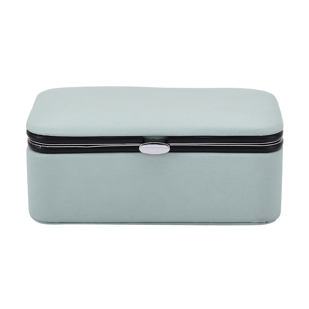 PU-Schmuck-Organizer mit Legierungsrand und Samtfutter, 12x7,5x5 cm, Blau