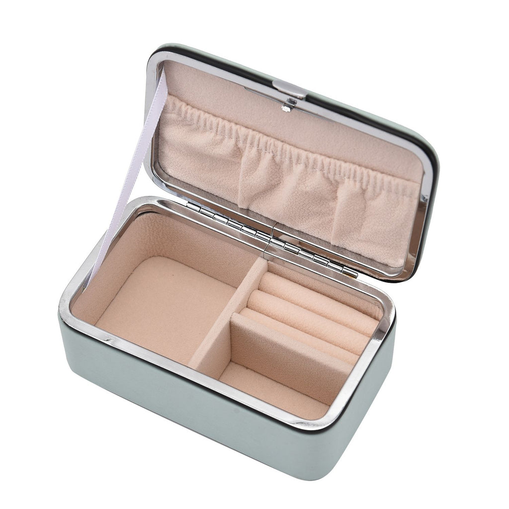 PU-Schmuck-Organizer mit Legierungsrand und Samtfutter, 12x7,5x5 cm, Blau