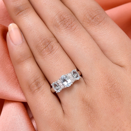 Espirito Santo Aquamarin-Ring, 925 Silber platiniert ca. 1,59 ct