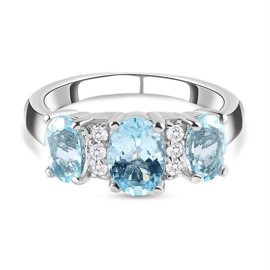 Espirito Santo Aquamarin-Ring, 925 Silber platiniert ca. 1,59 ct