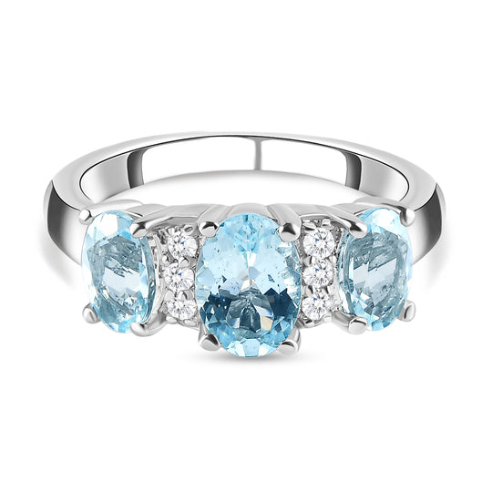 Espirito Santo Aquamarin-Ring, 925 Silber platiniert ca. 1,59 ct