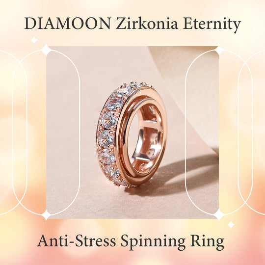Weißer Zirkonia Spinning-Ring, Roséfarben