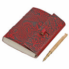 Handgefertigtes Journal mit Drachenprägung aus 100% echtem Leder mit Holzstift, Braun