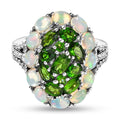 Natürlicher Chromdiopsid und Opal-Ring, 925 Silber platiniert (Größe 20.00) ca. 3.58 ct