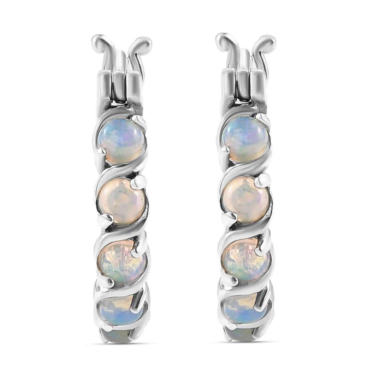 Natürliche, äthiopische Opal Ohrringe, 925 Silber platiniert ca. 0.93 ct