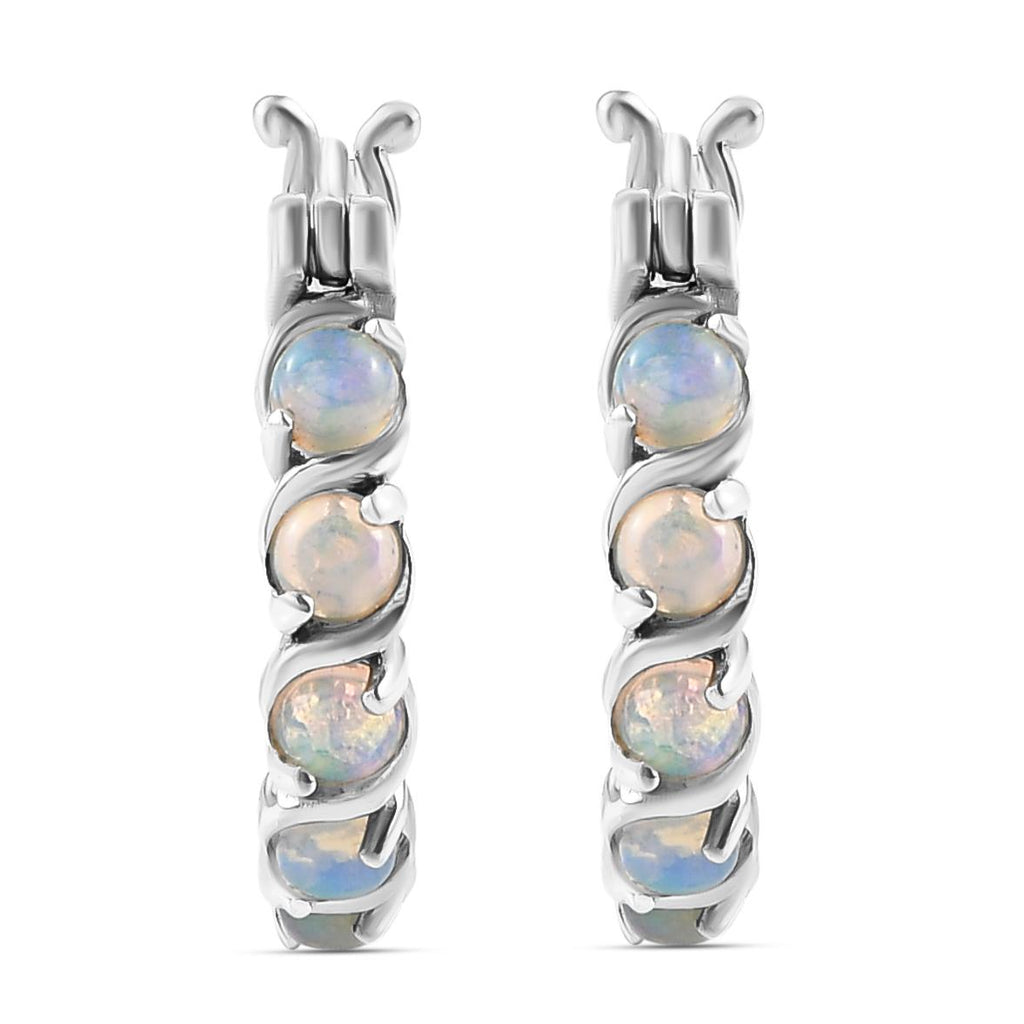 Natürliche, äthiopische Opal Ohrringe, 925 Silber platiniert ca. 0.93 ct