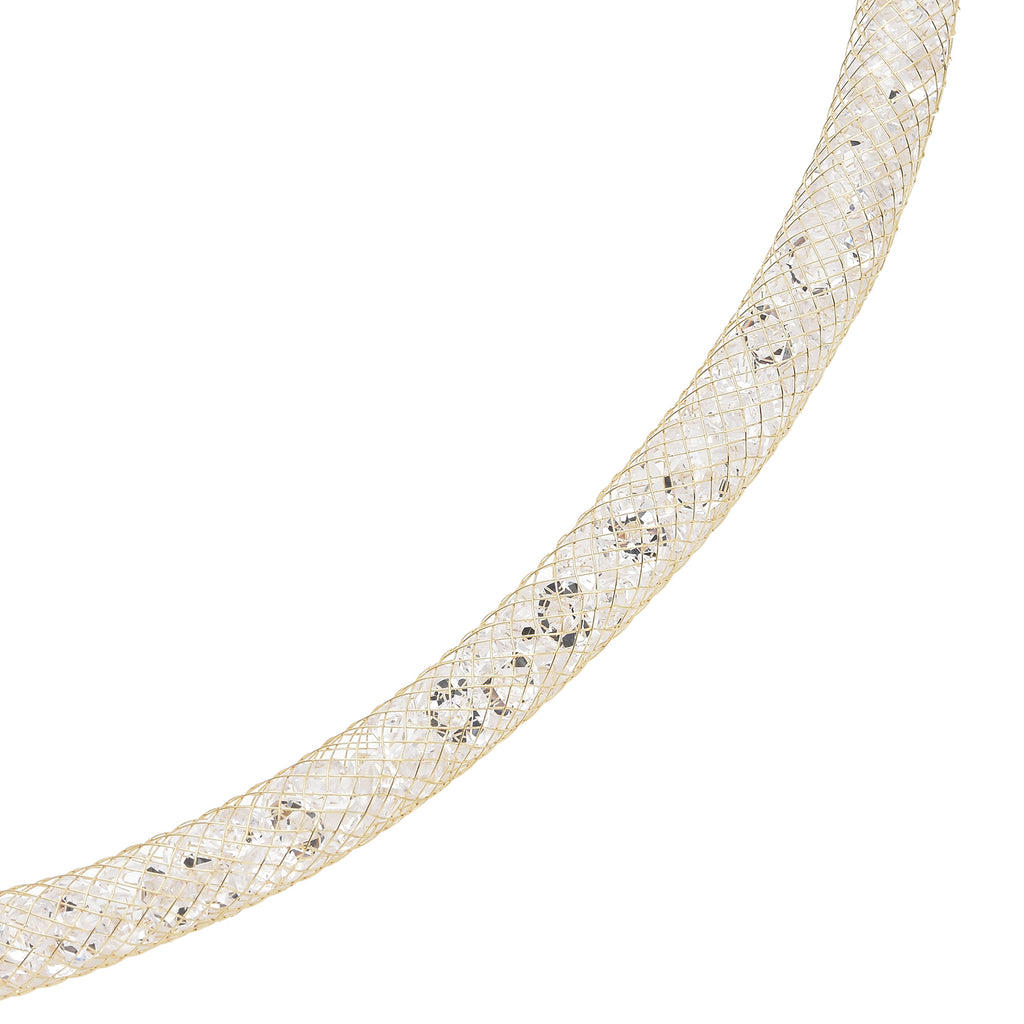 Weiße Kristall-Halskette, ca. 48 cm, goldfarben