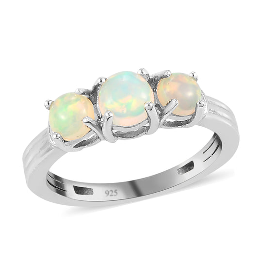 Natürlicher, äthiopischer Opal-Ring, 925 Silber platiniert ca. 0,82 ct