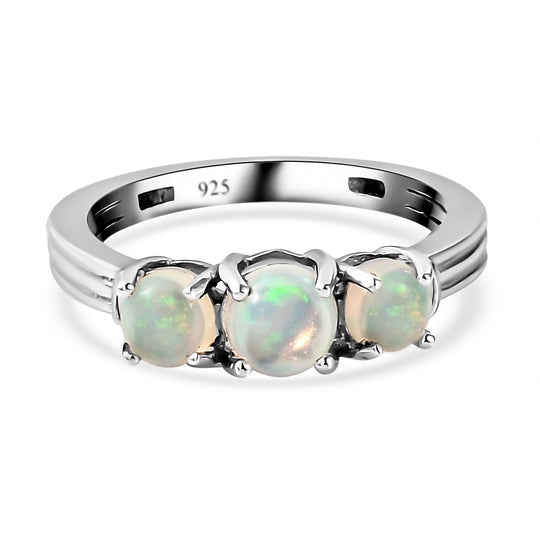 Natürlicher, äthiopischer Opal-Ring, 925 Silber platiniert ca. 0,82 ct