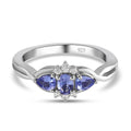 AA Tansanit-Ring, 925 Silber platiniert (Größe 16.00) ca. 0,58 ct