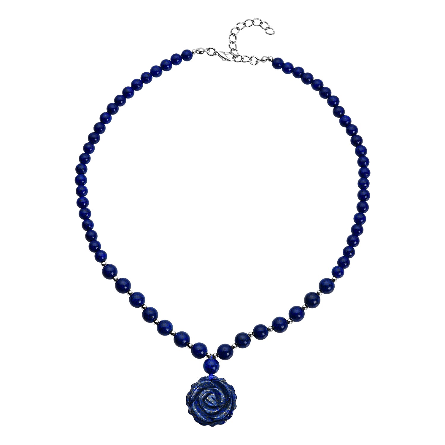 Lapislazuli-Halskette, ca. 45+5 cm, silberfarben, ca. 165,00 ct