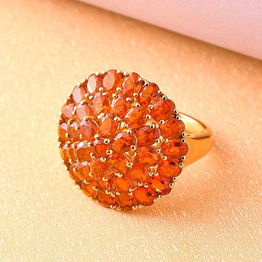 Salamanca Feueropal-Ring, 925 Silber vergoldet ca. 4.33 ct