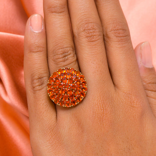 Salamanca Feueropal-Ring, 925 Silber vergoldet ca. 4.33 ct