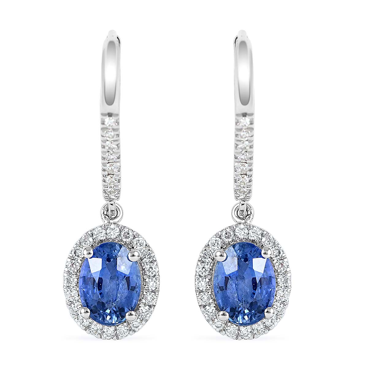 Iliana AAA Ceylon-Saphir und weiße Diamant-Ohrringe, SI G-H, 750 weiß Gold ca. 2,15 ct