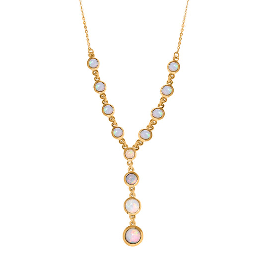 Natürliches, äthiopisches Opal-Collier, ca. 45 cm, 925 Silber vergoldet ca. 3.26 ct