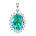 Pfau Triplett Quarz und Zirkon Halo Anhänger in Silber, 15,18 ct.