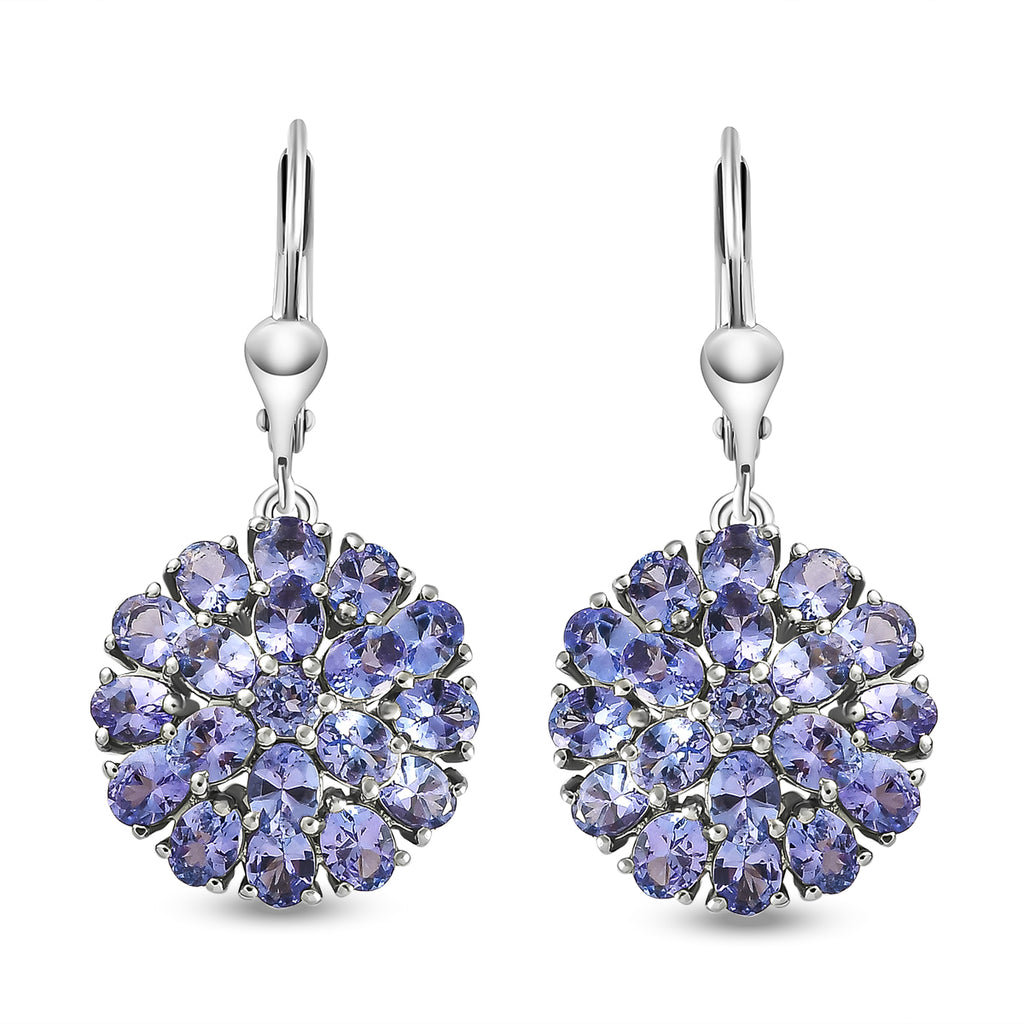 Tansanit-Ohrringe, 925 Silber platiniert ca. 6,64 ct