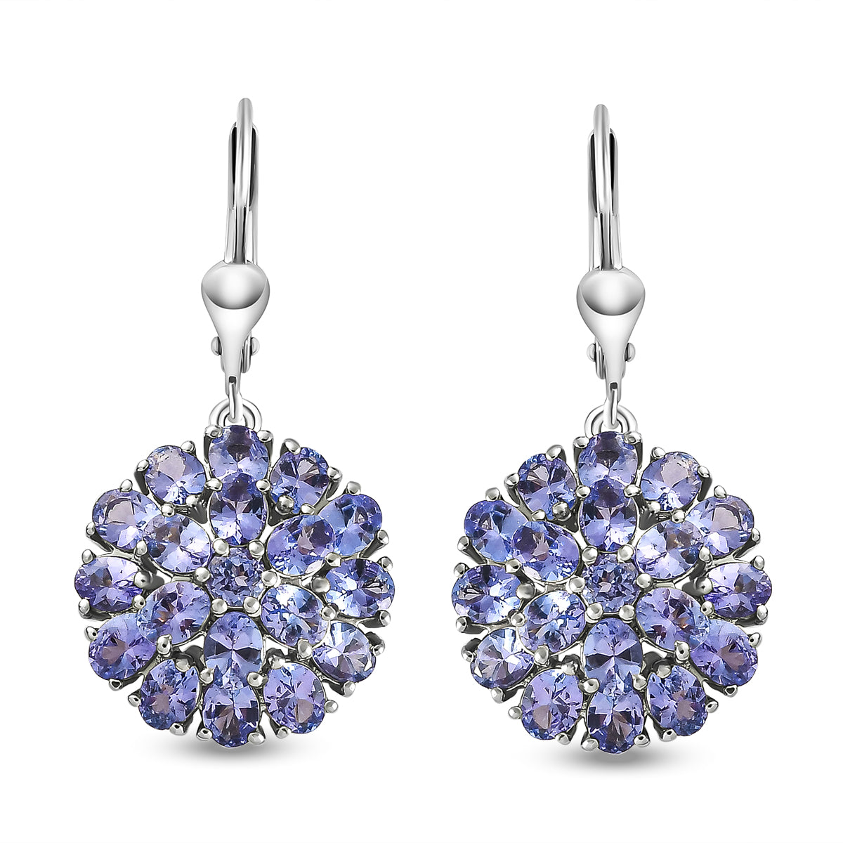 Tansanit-Ohrringe, 925 Silber platiniert ca. 6,64 ct