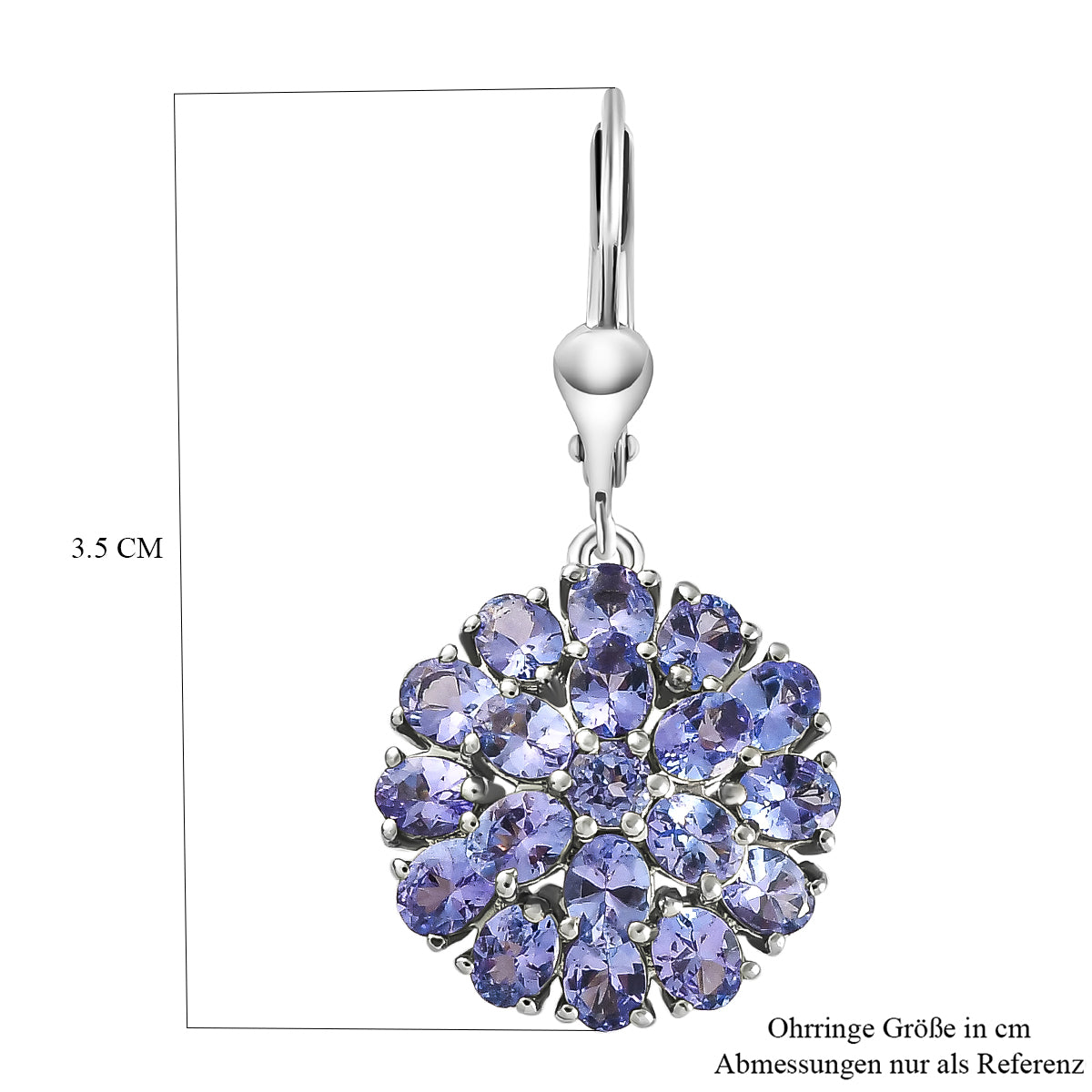 Tansanit-Ohrringe, 925 Silber platiniert ca. 6,64 ct