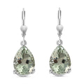 Prasiolith Tropfen-Ohrringe, 925 Silber platiniert ca. 9,58 ct