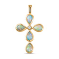 Natürlicher, äthiopischer Opal und Zirkon-Anhänger in Silber