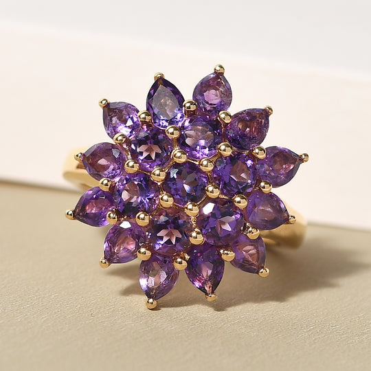 Natürlicher, marokkanischer Amethyst-Ring, 925 Silber vergoldet ca. 2.89 ct
