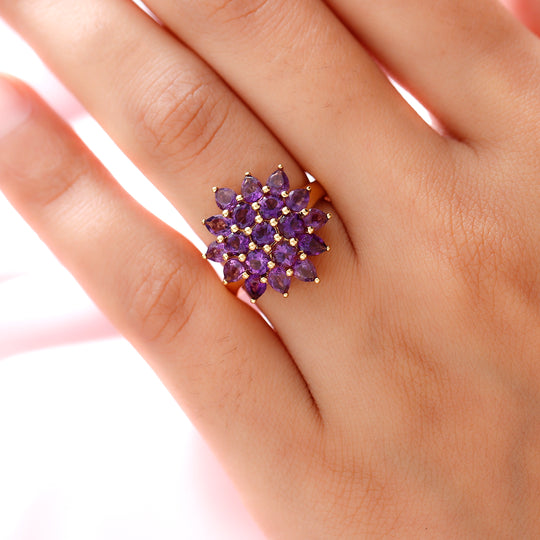 Natürlicher, marokkanischer Amethyst-Ring, 925 Silber vergoldet ca. 2.89 ct