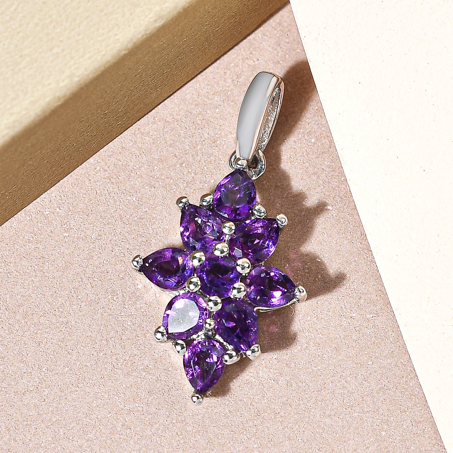 Natürlicher, marokkanischer Amethyst-Anhänger, 925 Silber platiniert ca. 1.31 ct