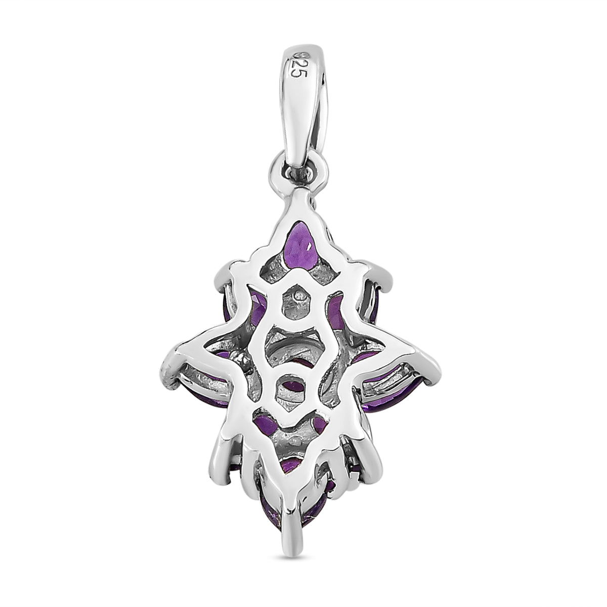 Natürlicher, marokkanischer Amethyst-Anhänger, 925 Silber platiniert ca. 1.31 ct