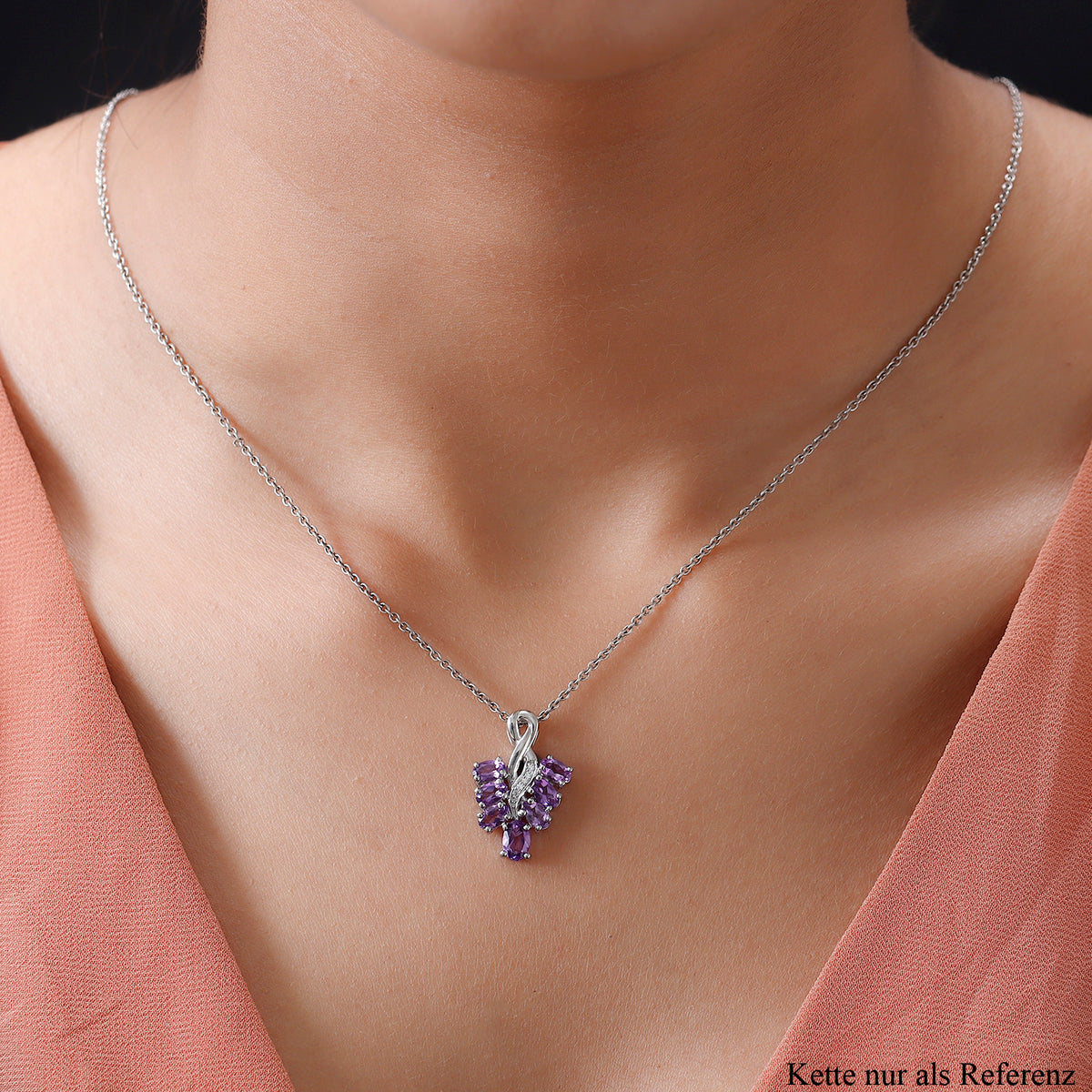 Natürlicher, marokkanischer Amethyst-Anhänger, 925 Silber platiniert ca. 1.68 ct