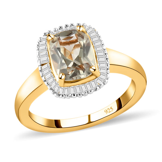 AAA Turkizit und Diamant-Ring, 925 Silber Gelbgold Vermeil (Größe 21.00) ca. 1.72 ct