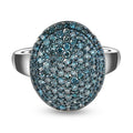 Blauer Diamant-Ring, 925 Silber platiniert (Größe 16.00) ca. 1,00 ct