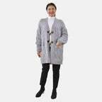 Lange Strickjacke mit Schlaufe, 87x44x60cm, grau