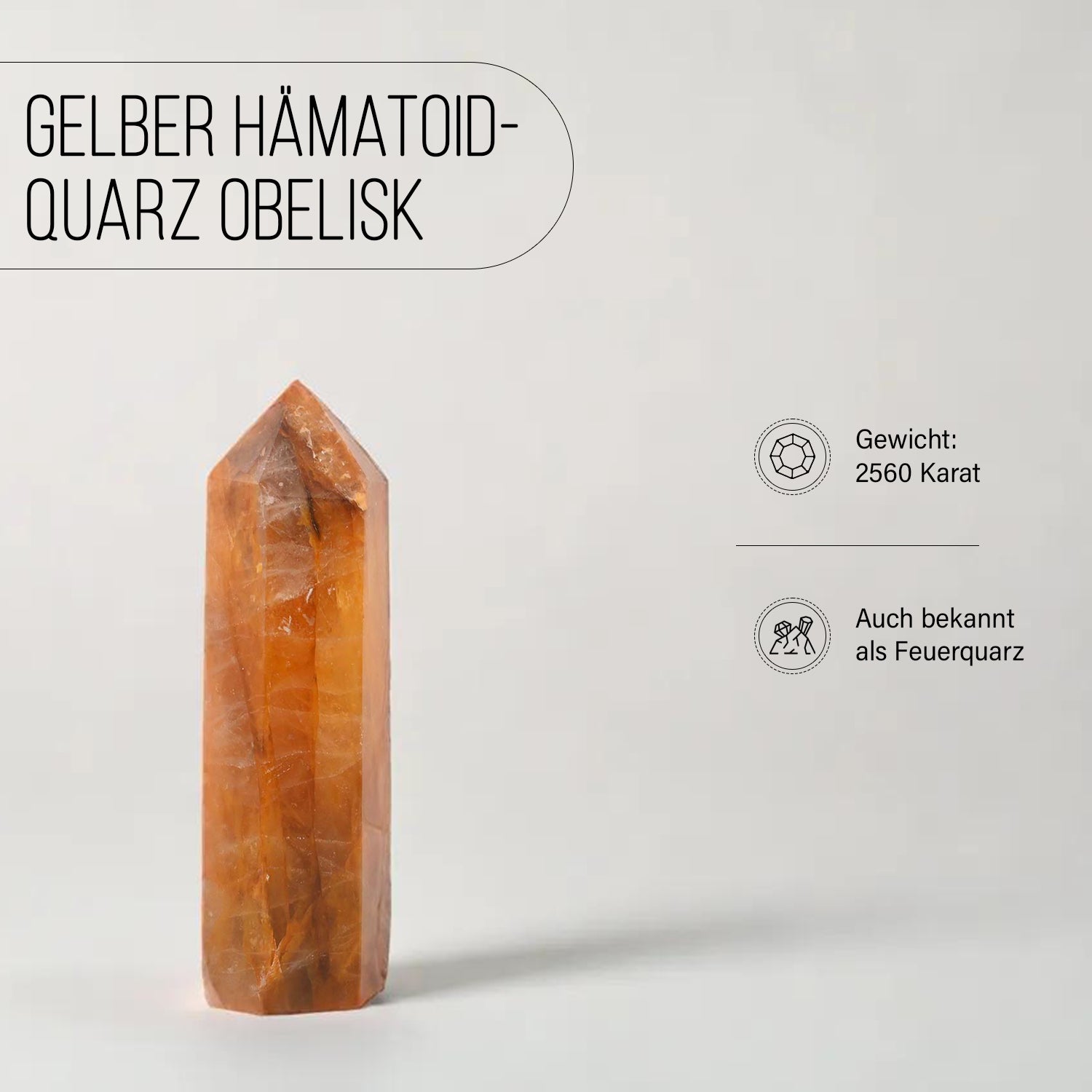 Gelber Hämatoid-Quarz Obelisk - Medium - ca. 2560 cts.