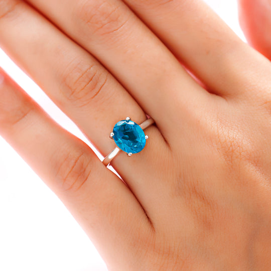 Capri-Blau Triplette Quarz-Ring, 925 Silber platiniert ca. 2.63 ct