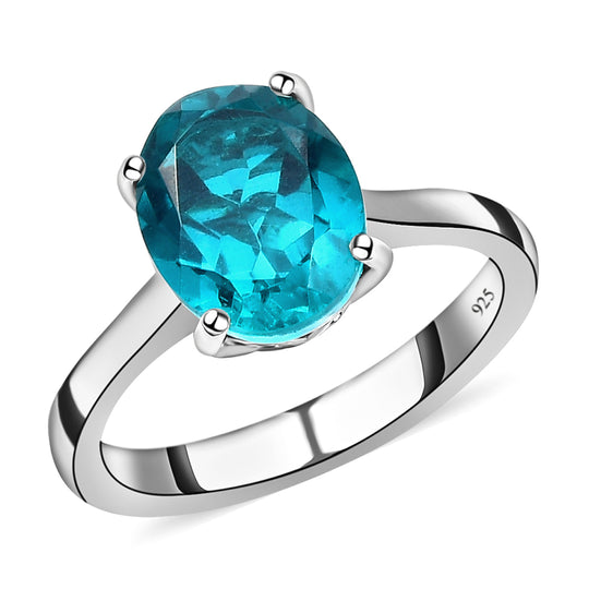 Capri-Blau Triplette Quarz-Ring, 925 Silber platiniert ca. 2.63 ct