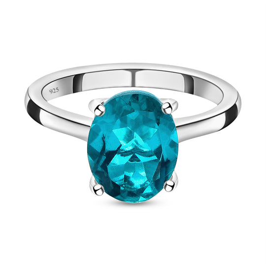 Capri-Blau Triplette Quarz-Ring, 925 Silber platiniert ca. 2.63 ct